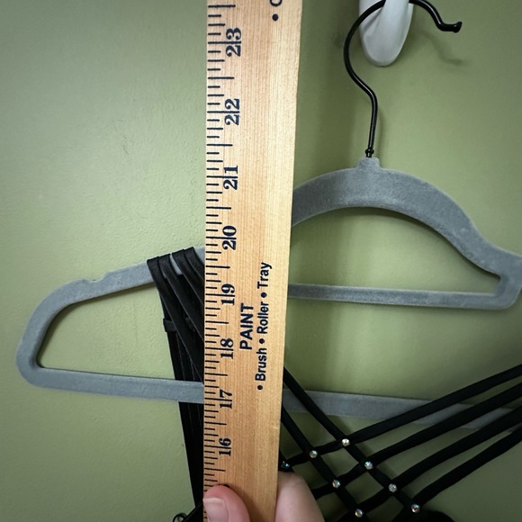 NWT Ignite Evenings Sz M Bodice Top Black‎ Velvet Lattice Straps Rhinestones - Picture 7 of 10